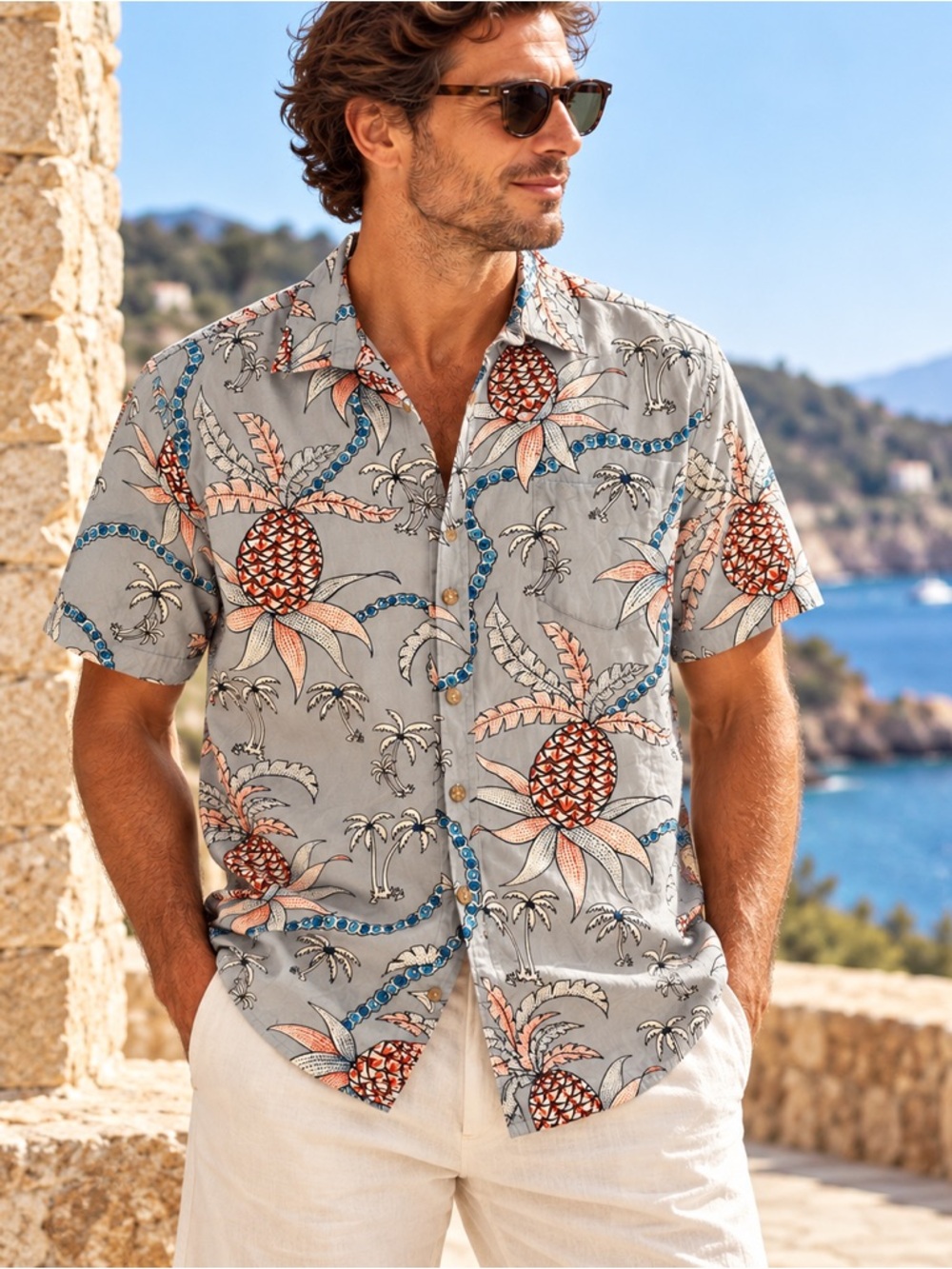 Cooke Street Hawaiian Shirt Men’s Small Pineapple Tropical 100% Cotton Aloha